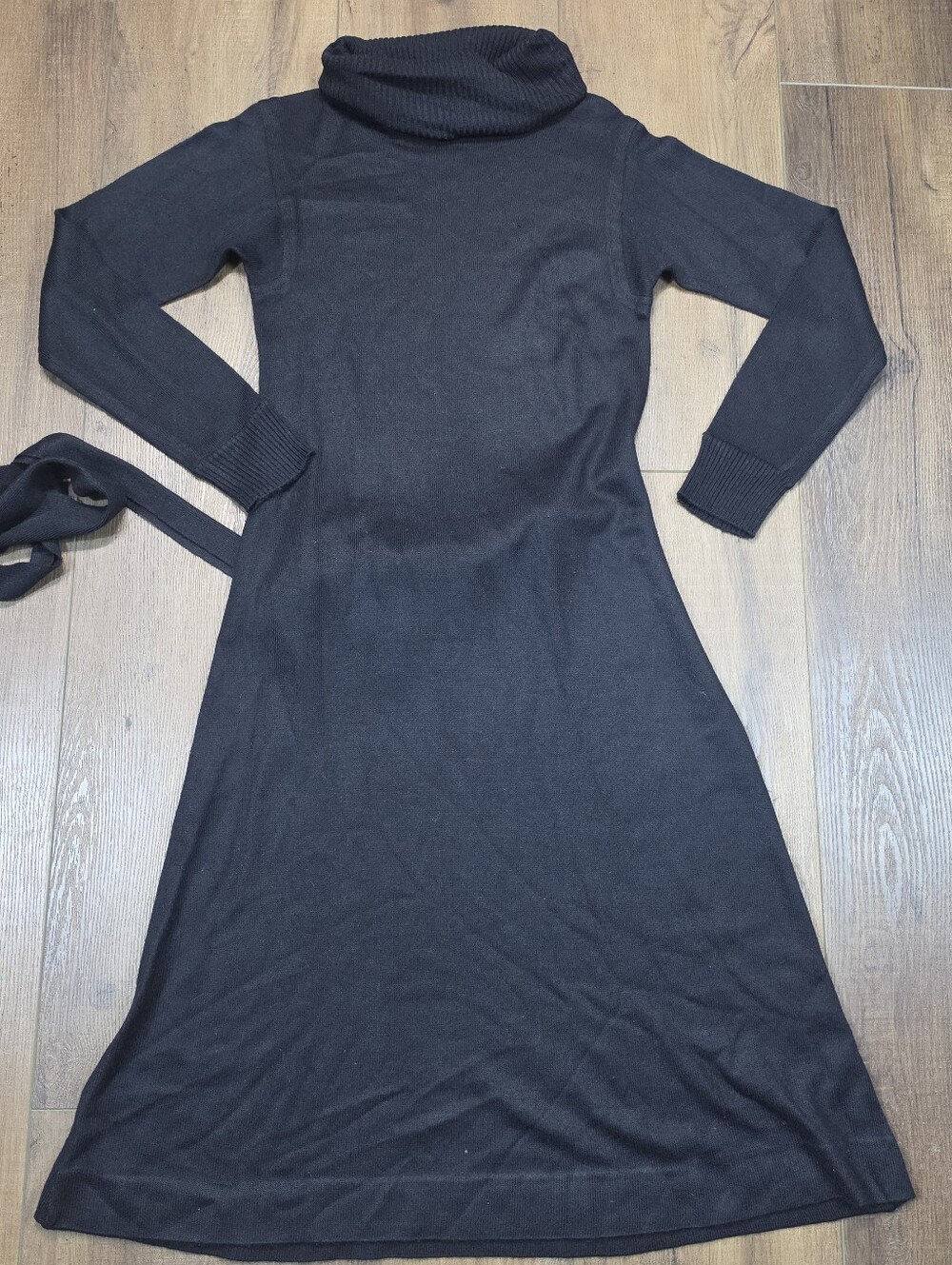 Vintage 70s Vicky Vaughn Black Turtleneck Sweater Maxi Dress